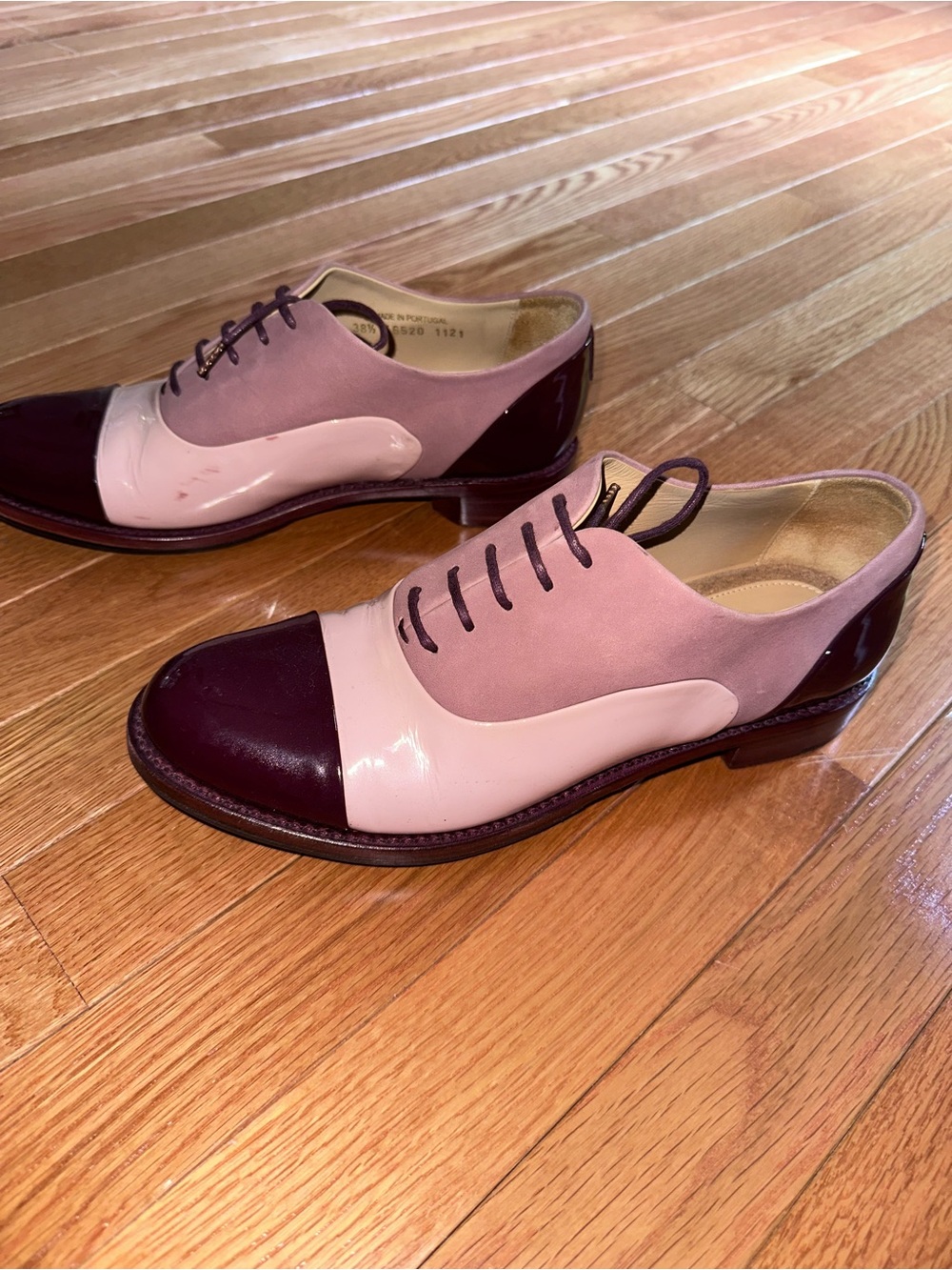 Office of Angela Scott Two-Tone Lace-Up Oxford Shoes — Pink & Burgundy - Picture 2 of 6